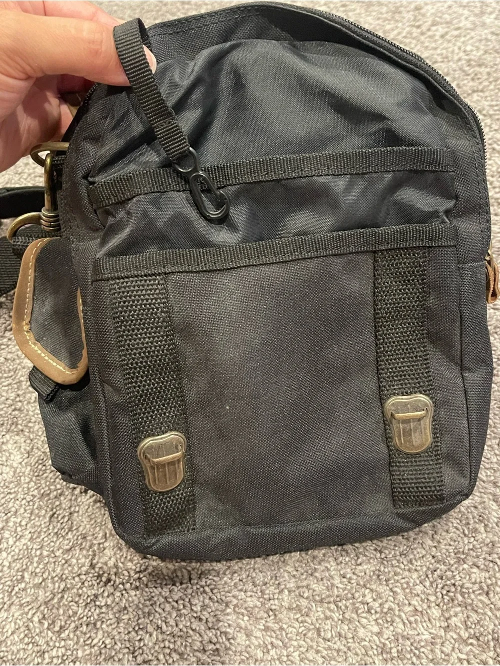 Field & Stream Black Canvas Shoulder Bag Leather Trim Fishing Outdoor Utility